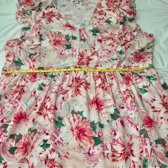 Andree by Unit Pink Floral Ruffle Sleeve Babydoll Dress Size 2X - Picture 10 of 16